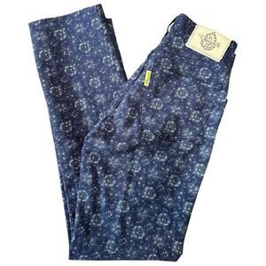 Les Olivades Women’s Size 38 S Monogram Block Print Blue Patterned Pants